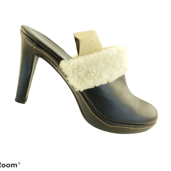 Coach "Kacie" Brown Leather With Faux Fur High Hee - Picture 1 of 7